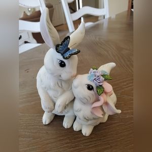 Porcelain Easter Bunny Couple figurine